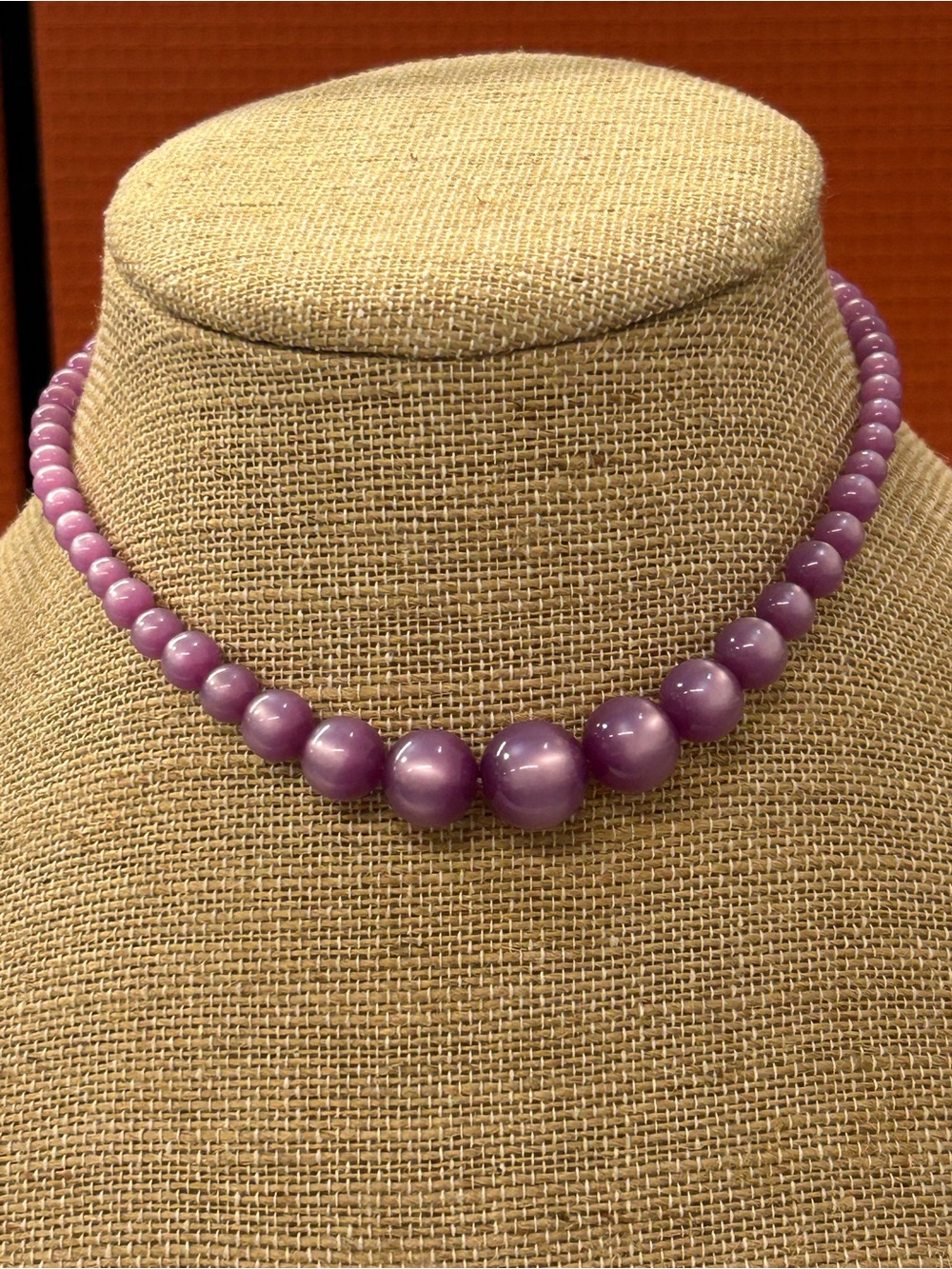 Vintage purple lucite moon glow necklace